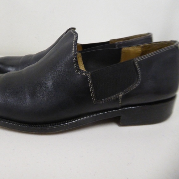 SUTOR MANTELLASSI black leather LOAFERS SLIP-ONS shoes 10.5 made in Italy